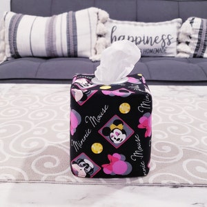 Minnie Mouse, Copertura decorativa, Copertura per fazzoletti, Porta fazzoletti quadrato, Scatola per fazzoletti, Cotone, Tessuto, Custodia