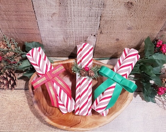 Candy Canes, Fabric Covered Candy Canes, Christmas Candy Decor, Farmhouse Christmas, Holiday Decor, Candy Cane Decor, Christmas Tiered Tray