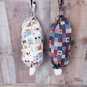 Vintage Farmhouse Decor, Plastic Bag Holder, Wall Mount Plastic Bag Organizer, Shopping Bag Carrier, Washable Grocery Storage Bag Dispenser