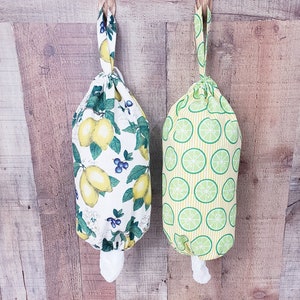 Lemon and Lime, Plastic Bag Holder, Wall Mount Plastic Bag Organizer, Shopping Bag Carrier, Washable Large Grocery Storage Bag Dispenser