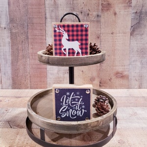 Reindeer Decor, Christmas Tiered Tray, Holiday Tiered Tray, Tiered Tray Signs, Mini Shelf Signs, Farmhouse Christmas, Holiday Decor