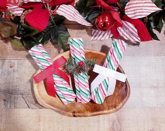 Candy Canes, Fabric Covered Candy Canes, Christmas Candy Decor, Farmhouse Christmas, Holiday Decor, Candy Cane Decor, Christmas Tiered Tray