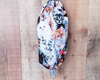 Cat Decor, Kitchen Decor, Plastic Bag Holder, Wall Mount Plastic Bag Organizer, Shopping Bag Carrier, Washable Grocery Bag Dispenser
