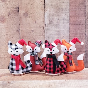 Holiday Fabric Fox, Holiday Fox, Fox Decoration, Woodland Animal, Christmas Fox, Holiday Decoration, Indoor Christmas Decoration,Fox