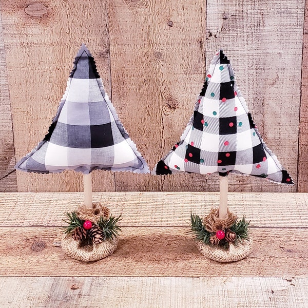 Mix or Match ,Black and White, Fabric Christmas Trees, Christmas Trees, Farmhouse Winter Decor, Christmas Mantel Decor, Christmas Trees