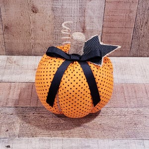 Orange and Black Polka Dot, Fabric Pumpkins, Autumn Decor, Farmhouse Pumpkins, Farmhouse Decor, Fall Decor, Fall Centerpiece, Fall Pumpkins
