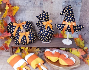 Candy Corn Decor, Halloween Tiered Tray Decor, Halloween Decor, Halloween Bowl Fillers, Fall Decor, Handmade Pumpkins, Pumpkin Decor