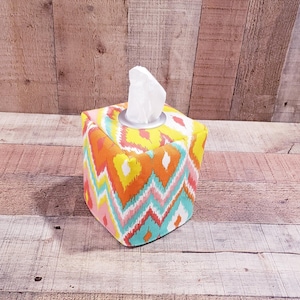 Multi Colored, Tribal Print Tissue Box Cover, Decorative Cover, Tissue Cover, Square Tissue Holder, Tissue Box Cover,