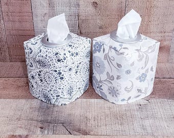 Medallion Gray Decor,gray floral  Decor,Decorative Cover,Tissue Cover,Square Tissue Holder,Tissue Cover Box, Classroom Decor,Gray Tissue Box