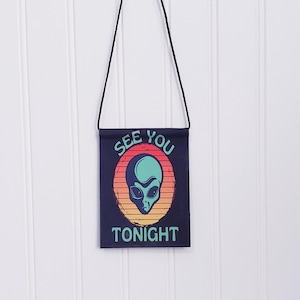 Alien Car Mirror Hanger: Colorful Auto Decor (4x5 in)