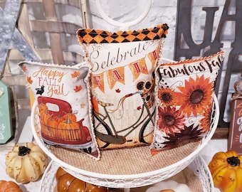 Farmhouse Fall Mini Pillows, Tiered Tray Pillows, Stuffed Fall Pillows, Mini Pillows, Tier Tray Fillers, Fall Decor, Thanksgiving Decor
