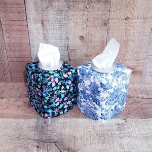 Blue Tissue Box Cover, Floral Printed Tissue Box Cover, Spring Decor, Fabric Tissue Cover, Nursery Decorations, Decorative Tissue Box Cover