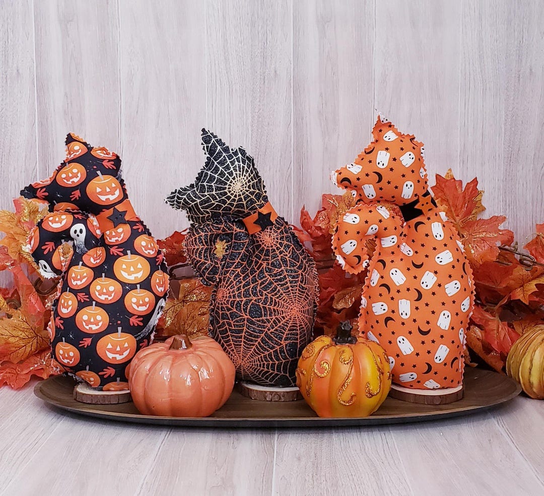 Halloween Fabric Cats,halloween Cat Decor Halloween Decoration,spooky ...