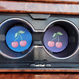 Cherry Car Coasters: Humorous Neoprene Cup Holder Coaster