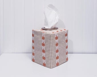 Beige And White Gingham Tissue Box Cover, Decorative Cover,Fabric Tissue Cover, Square Tissue Holder, Farmhouse Decoration,Fall Decor