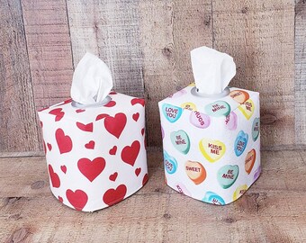 Valentine's Day Decor, Hearts Decor, Valentine's Decor, Valentine's Tissue Cover, Holiday Tissue Holder, Valentine's Decoration