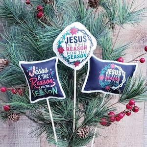 Farmhouse Christmas Floral Picks: Fabric Holiday Decor, Set of 3