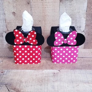 Red and Pink Minnie Decor, Tissue Box Cover,Tissue Box Slipcover, Minnie Mouse Decor, Fabric Tissue Cover,Minnie Decor, Minnie Mouse