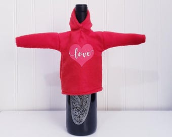 Valentine Decor,Wine Bottle  Sweater,Wine Bottle Cover,Champagne Bottle Cover,Wine Bottle Shirt, Wine Bottle Jacket,Wine Bottle Topper