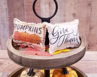 Set of 2, Farmhouse Mini Pillows, Tiered Tray Pillows, Stuffed Fall Pillows, Mini Pillows, Farmhouse Decor, Fall Decor, Thanksgiving Decor