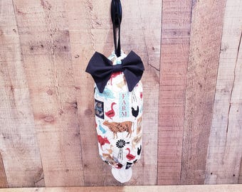 Bauernhoftiere, Plastiktütenhalter, Wandhalterung Plastiktütenorganizer, Einkaufstaschenträger, waschbarer großer Lebensmittel-Aufbewahrungs-Beutelspender