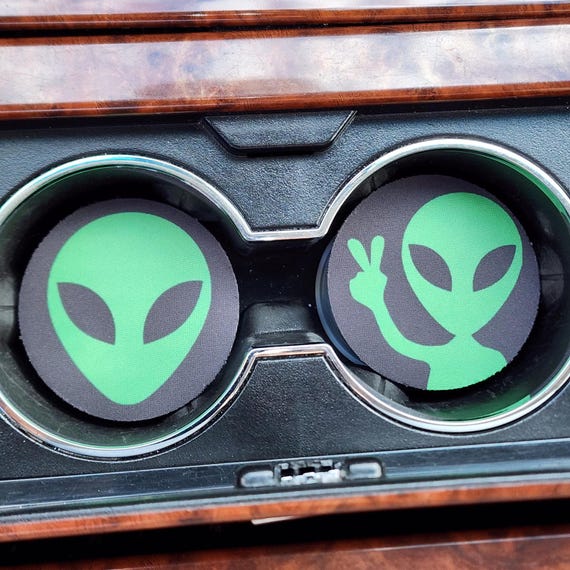 Car Coasters,Alien Decor,Neoprene Car Coasters,Car Accessories,Car Decor,Coasters,Cup holder Coaster, Rubber Car Coaster,Car Charm