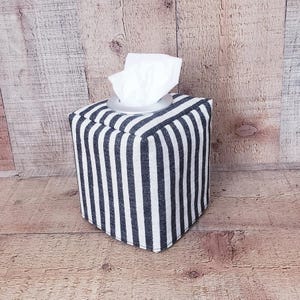 Classic Striped Black,Striped Tissue Box, Decorative Cover, Tissue Cover, Square Tissue Holder, Tissue Box Cover, Plaid Accents