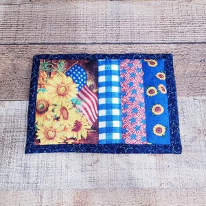 Patriotic Mug Rug,Quilted Mug Rug,Sunflower Mug Rug,Coffee Bar Decor,Coffee Coasters,Quilted Coasters,Spring Decor, Spring Coffee Bar
