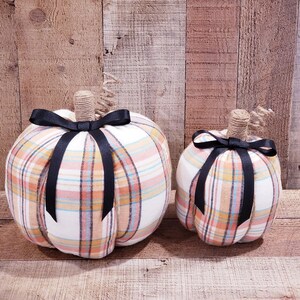 Multi Fall Colored Plaid, Pumpkins, Farmhouse Pumpkins, Fabric Pumpkins, Fall Decor, Fall Mantel Decor, Fall Centerpiece, Handmade Pumpkin