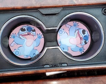 Auto-Untersetzer, Stich, Lilo und Stitch, Achterbahn, Auto-Dekor, Getränkehalter-Untersetzer, Auto-Cup-Untersetzer, Autozubehör, Auto-Dekor, Geschenk für sie