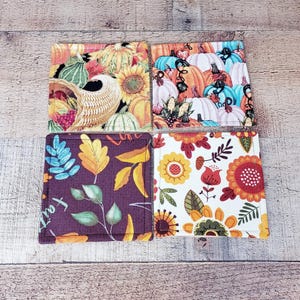 Fabric Fall Coasters, Thanksgiving Coasters,Fall Coaster Sets,Washable Coasters,Reusable Coasters,Handmade Coasters,Mug Rug,Beverage Coaster