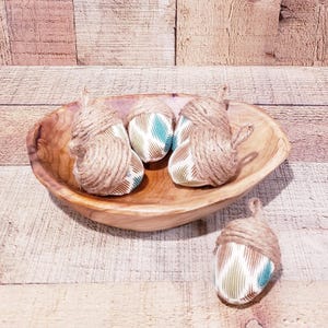 Green, Brown And White, Acorns,Farmhouse Acorns, Acorn Bowl Fillers ,Rustic Fall Decor, Farmhouse Decor, Fabric Covered Acorns, Fall Acorns