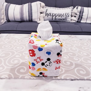 Mickey and Minnie Mouse Tissue Box Cover,  Cover, Mickey Mouse Decorations, Minnie Mouse Decor, Mickey Decor, Fabric Tissue Cover,Tissue Box