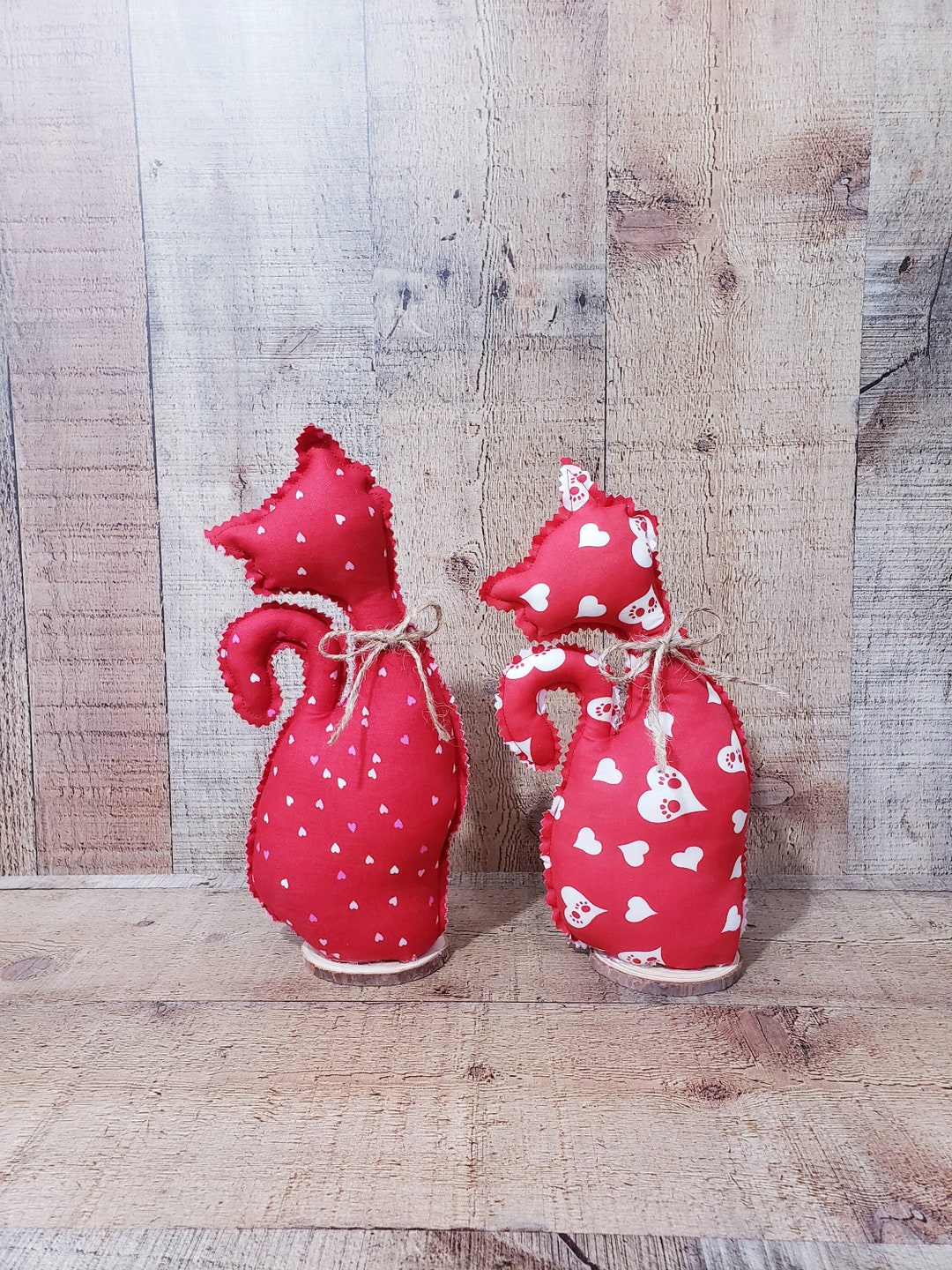 Fabric Cats, Holiday Cats, Valentine's Fabric Cats, Cat Decoration