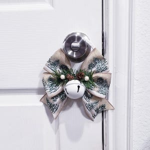 Decoración navideña para puerta, perilla navideña, decoración de puerta, timbre, decoración festiva, percha de puerta de invierno, Navidad rústica, adorno para puerta