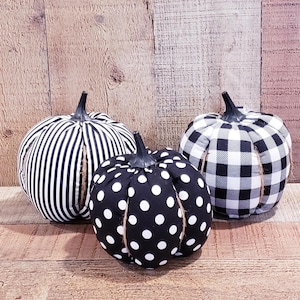 Black and White Pumpkin, Farmhouse Pumpkin, Fall Decoration, Handmade Pumpkin, Fabric Pumpkin, Fall Tiered Tray Decor, Rustic Fall Decor
