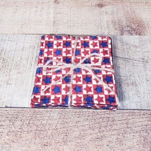 Patriotic Print Fabric Coasters,Coasters,Coaster Sets,Washable Coasters,Reusable Coasters,Handmade Coasters,Mug Rug,Beverage Coaster