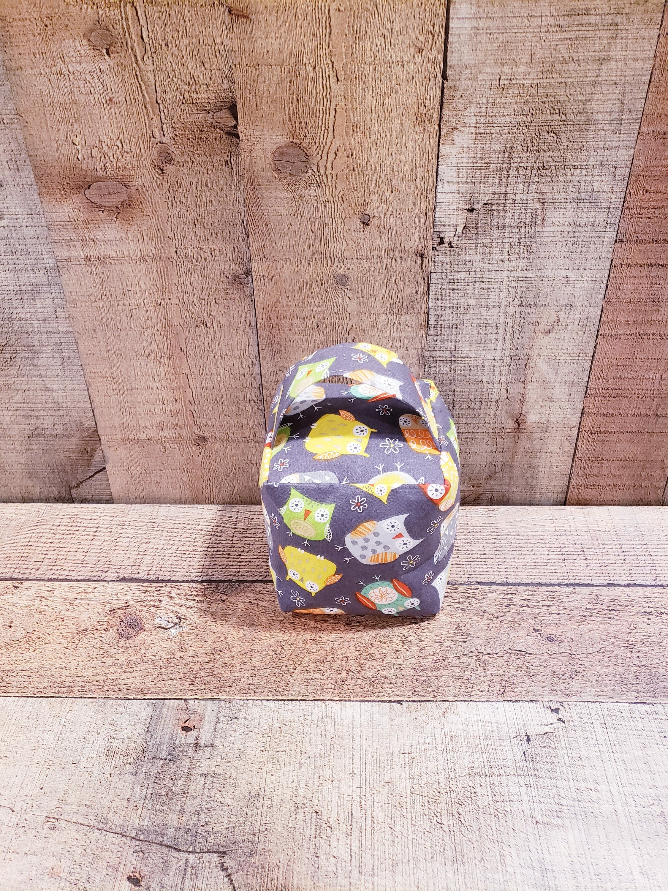 グレーのフクロウ柄ドアストッパー、布製ドアストッパー、装飾ドア