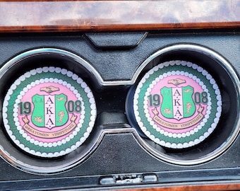 Pink and Green, Ivy,Sorority, Car Accessories,Car Decor,Car Coasters,Coaster, Auto Decor,Cup Holder Coaster, Gift For Her,Car Charms