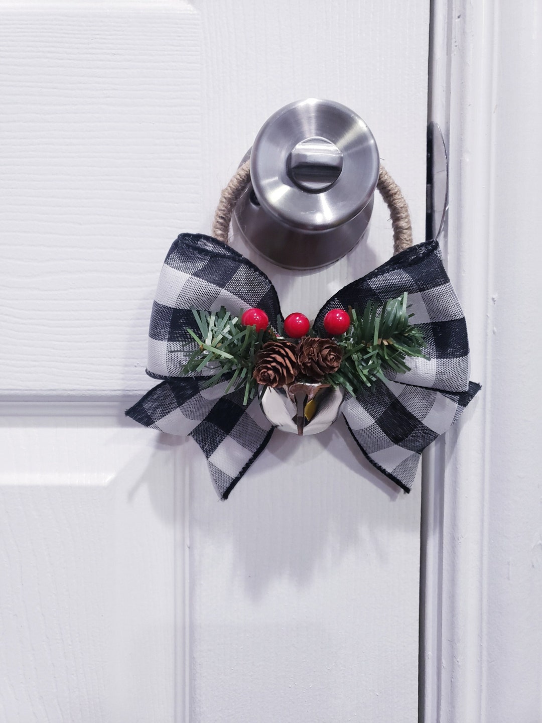 Black and White Plaid Christmas Door Knob Hanger Door Decor Etsy