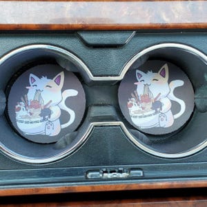 Anime-Dekor, Ramen-Dekor, Katzenliebhaber-Dekor, Neopren-Untersetzer, Getränkehalter Untersetzer, Gummiauto-Untersetzer-Autozubehör, Auto-Dekor, Auto-Untersetzer