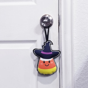 Cojín de caramelos de maíz, colgador de pomo de puerta de Halloween, decoración de puerta, cojín de puerta, decoración navideña, colgador de puerta de otoño, Halloween de estilo rústico