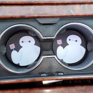 Auto-Untersetzer,Big Hero 6,Baymax,Autozubehör,Auto-Dekor,Untersetzer,Getränkehalter-Untersetzer,Geschenk-Untersetzer-Sets,Autoanhänger,Untersetzer für Fahrzeuge