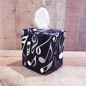 Black, White and Gray, Plaid Tissue Box, Decorative Cover, Tissue Cover, Square Tissue Holder, Tissue Box Cover, Musical Decor