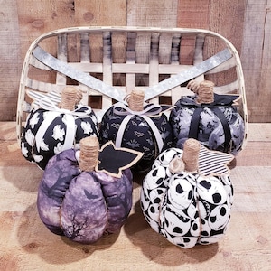Halloween-pompoenen, stoffen pompoenen, herfstdecor, boerderijpompoenen, boerderijdecor, herfstdecor, herfststuk, herfstpompoenen