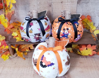 Halloween Pumpkins,Fall Decor, Mickey Mouse Decor, Mickey Decor, Farmhouse Pumpkin, Fabric Pumpkin, Halloween Decorations, Fall Basket