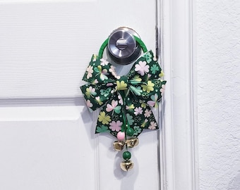 Decoração para o Dia de São Patrício, Decoração de Trevo, Trevo de Quatro Folhas, Enfeite para Maçaneta de Porta, Decoração de Porta, Decoração de Feriado, Decoração de Porta com Trevo, Decoração de Trevo