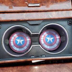 Captain America,Car Coasters,Coaster, Auto Decor, Cup Holder Coaster, Gift For Him,Car Cup Coaster,Car Accessories,Car Decor,Rubber Coasters image 3