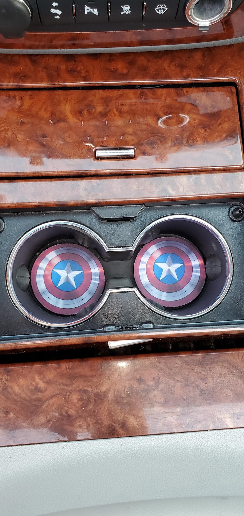 Captain America,Car Coasters,Coaster, Auto Decor, Cup Holder Coaster, Gift For Him,Car Cup Coaster,Car Accessories,Car Decor,Rubber Coasters image 3