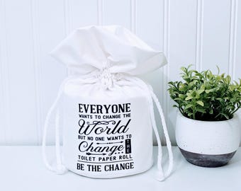 Humorvolles Dekor, Weiße Ersatzpapierrolle, Toilettenpapierbezug, Badezimmerdekoration, Toilettenpapierhalter aus Stoff, Toilettenpapierbezug